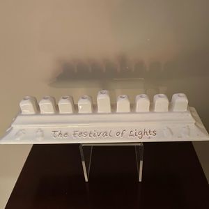 new with sticker. The festival of lights white& gold menorah